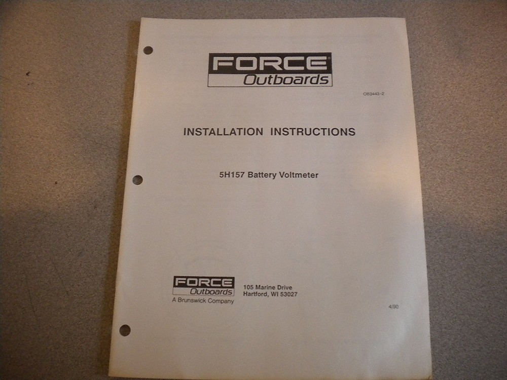 Force Outboards 5H157 Battery Voltmeter Installation Instructions