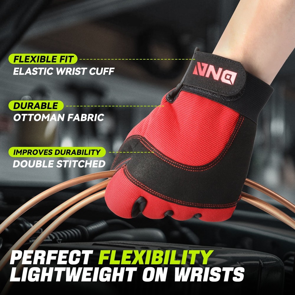 4 Pair Red/Black Breathable Multi-Purpose Utility Mechanic Protective Work Glove