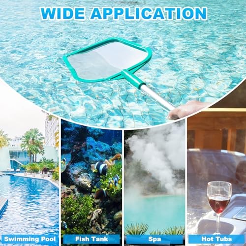 Pool Skimmer - Pool Net with Pole, Pool Skimmer Net with Solid Plastic Frame,