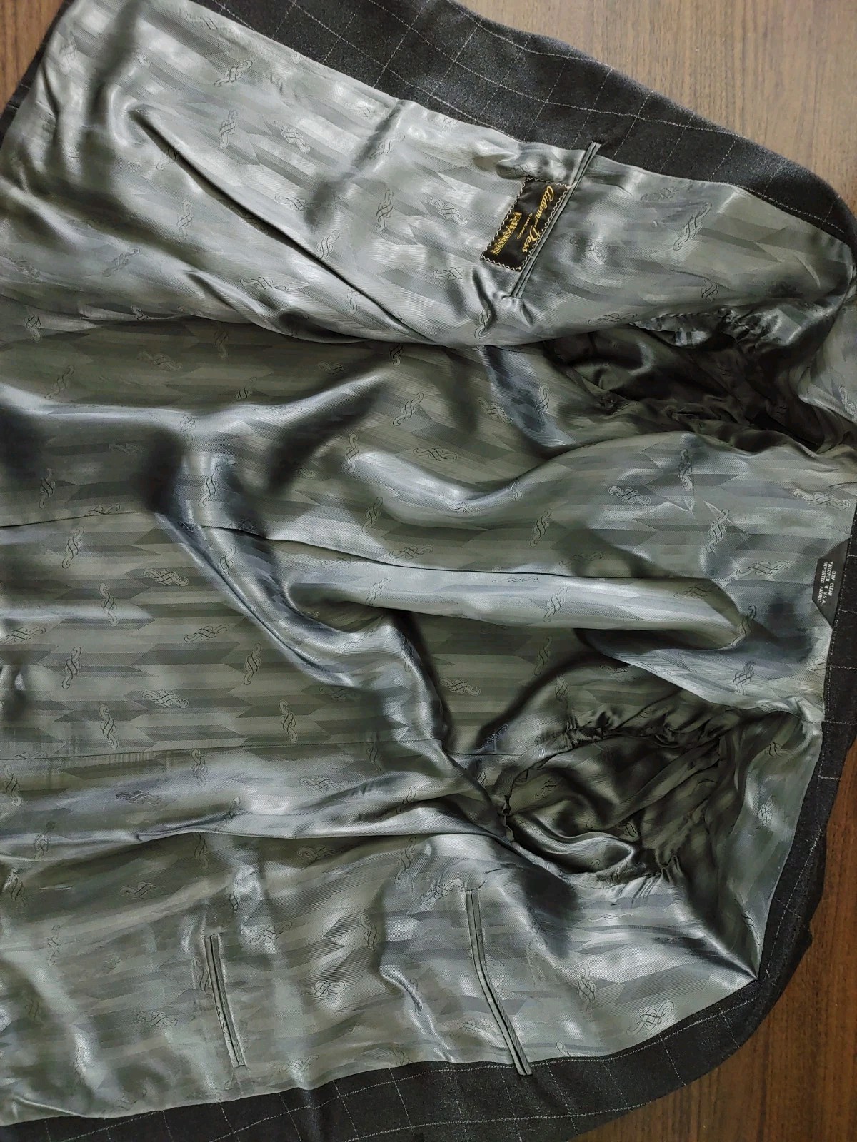 Vintage LeBaron Men's 40/41S Sport Coat Wool Charcoal Gray Black Check Jacket