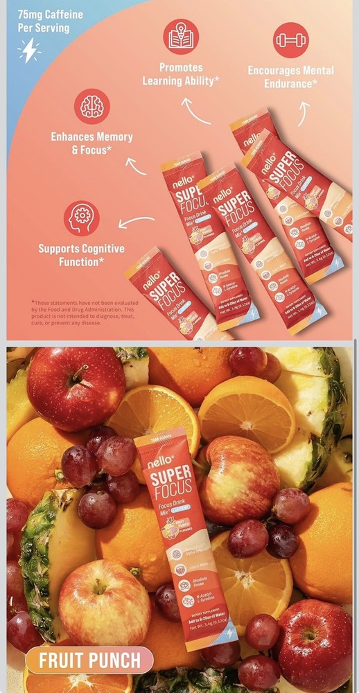Nello SuperFocus Fruit Punch with Caffeine