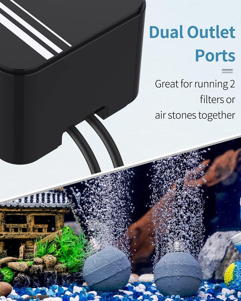 Efficient 120 GPH Pond Air Pump Kit with Dual Outlets - Quiet Aeration Solution