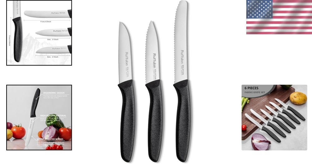 Super Sharp Compact Kitchen Knife Set - 6 High-Quality Fruit & Vegetable Knives
