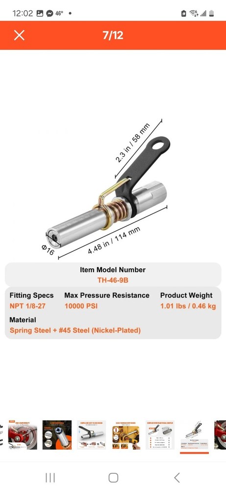 Vevor Locking Grease Coupler TH-46-9B