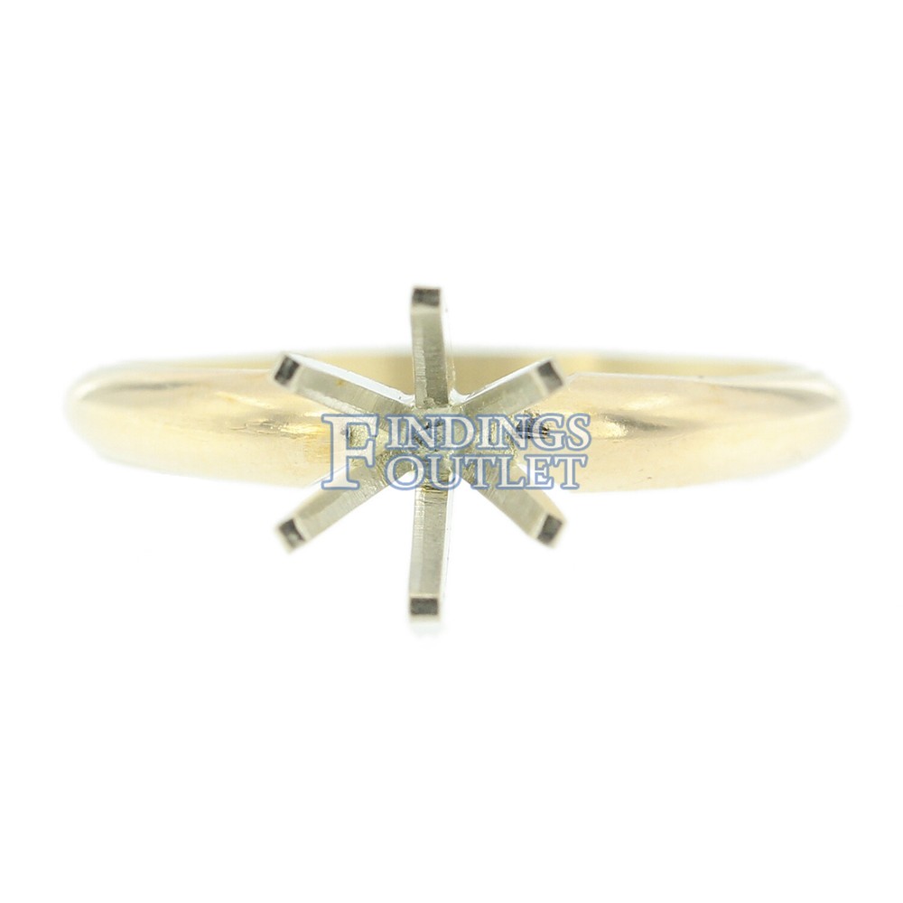 14K Yellow Gold Round Engagement Solitaire Ring 6 Prong Mounting Solid Setting