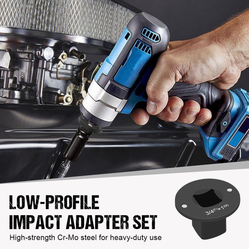 4PCS Low Profile Impact Socket Adapter Set 2025 New Stubby Impact Sockets Set US