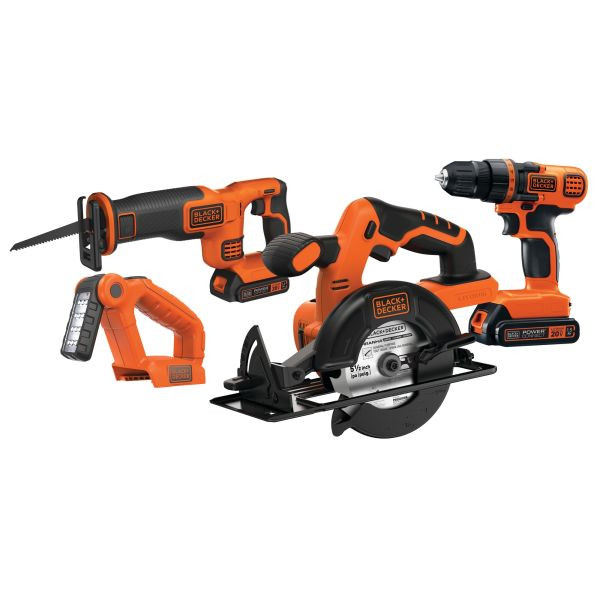 BLACK+DECKER 20V MAX* Power Tool Combo Kit, 4-Tool -BD4KITCDCRL