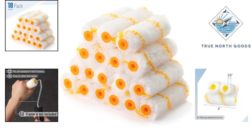 Versatile 18-Pack 4-Inch Roller Covers - Ideal for Smooth Paint Application
