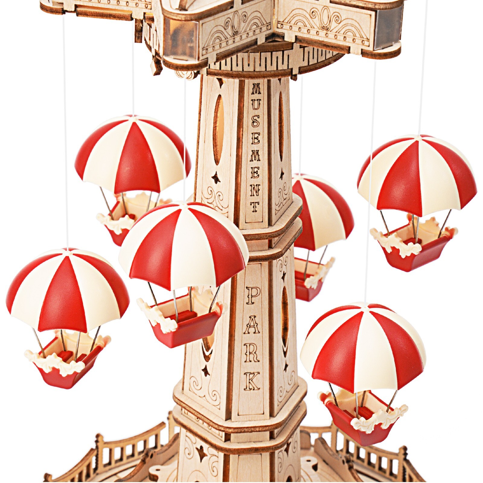ROKR 4kit Pinball ParachuteTower SwingRide TeaCup MusicBox 3DWoodPuzzle XmasGift