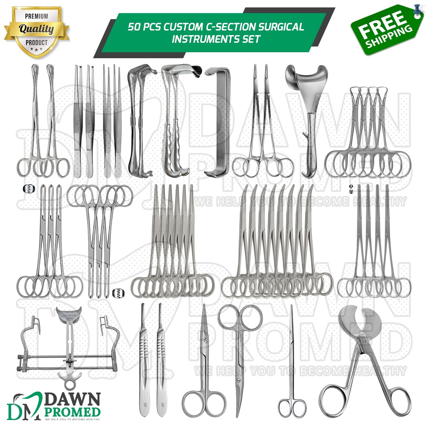 50 Pcs Custom C-Section Surgical Instruments Set German Grade