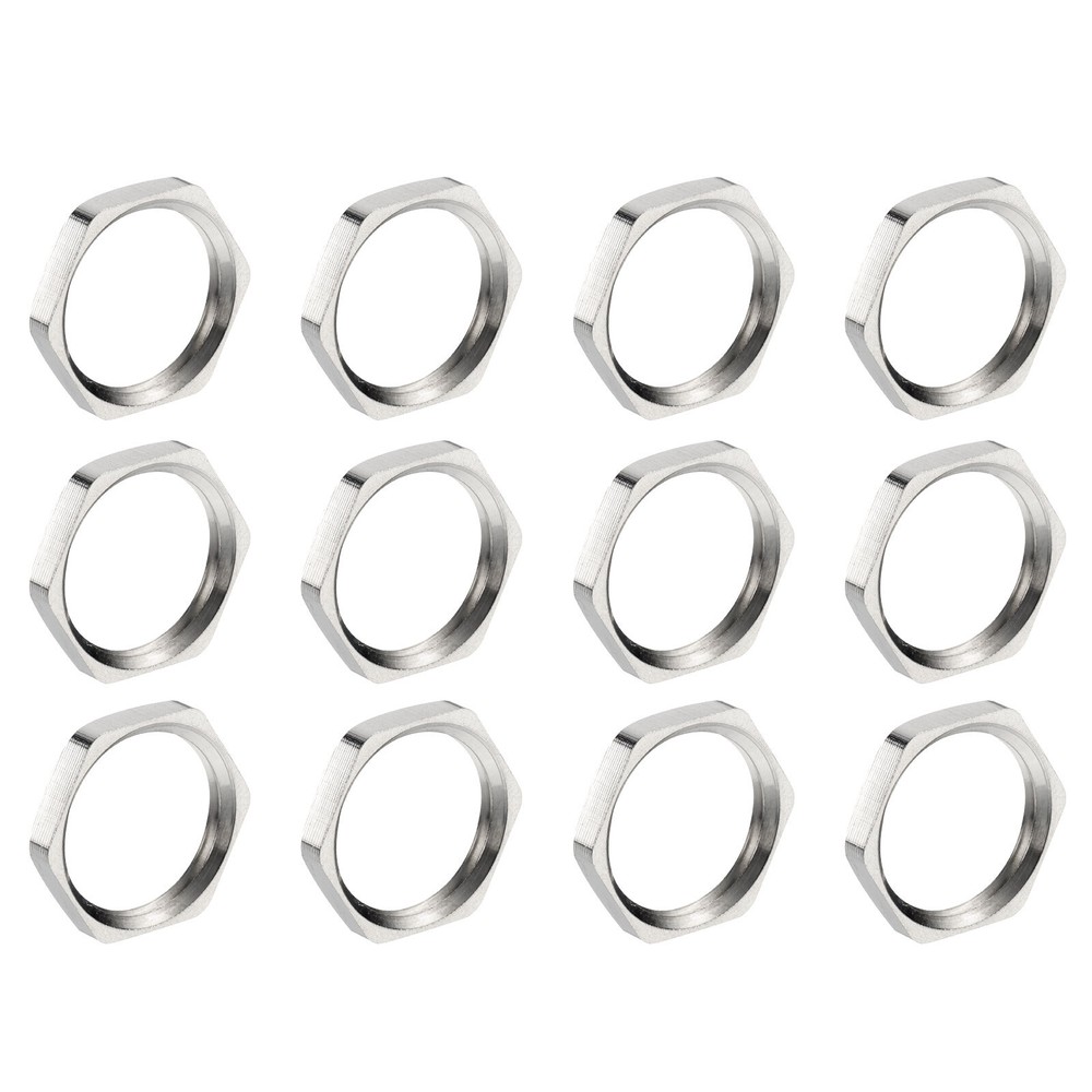 12PCS Cast Pipe Fitting Hex Locknut Nut NPT1/4" Female Thread Silver Tone