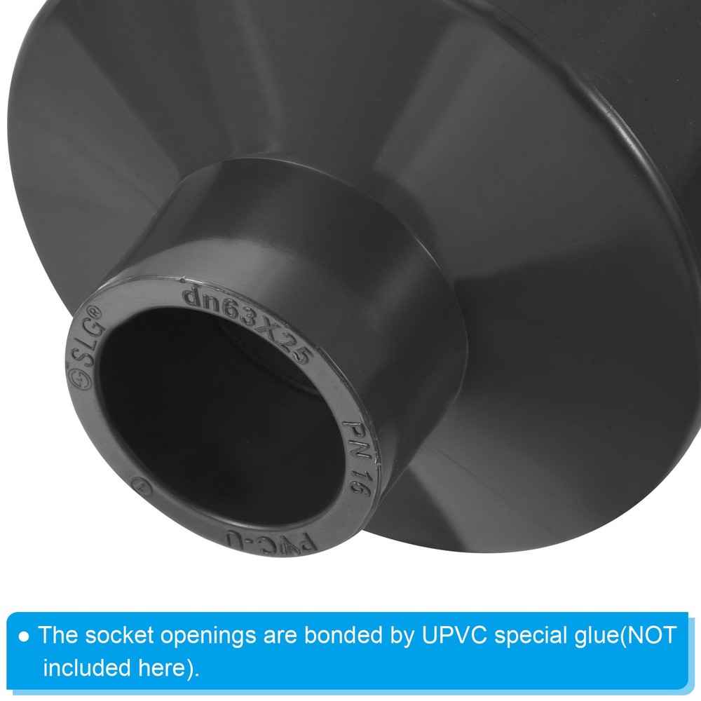 PVC Reducer Pipe Fitting 2.5x1" Socket Coupling Adapter Connector, Grey