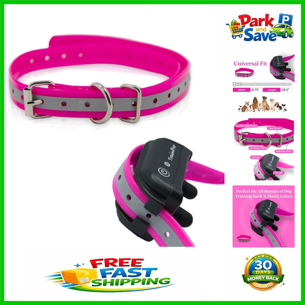 Universal Adjustable 27.5” Reflective Dog Training Collar Strap - Waterproof TPU