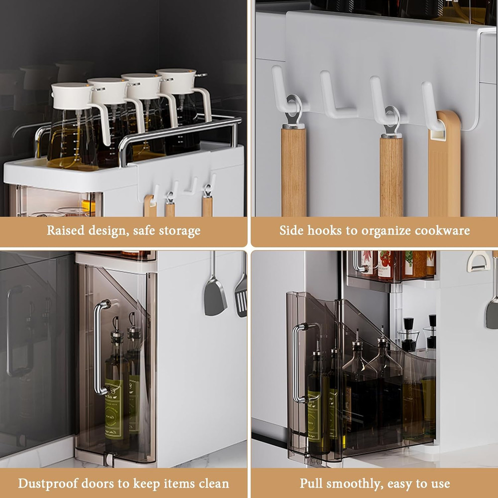 Pull Out Spice Rack Organizer, Plastic Drawers Organizer Desktop Storage Gap Cab