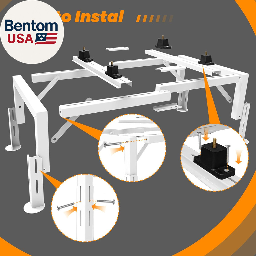 Mini Split Stand, Heavy Duty Adjustable Mini Split Ground Stand for 9000-36000 B