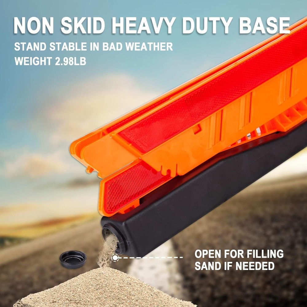 Emergency Reflective Warning Triangle Kit - DOT Certified 3 Pack with Sand Base