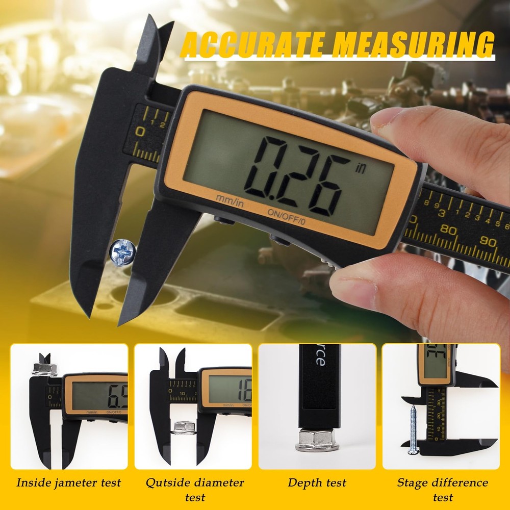 Digital Caliper, Caliper Measuring Tool with Large Screen, Vernier Caliper In...