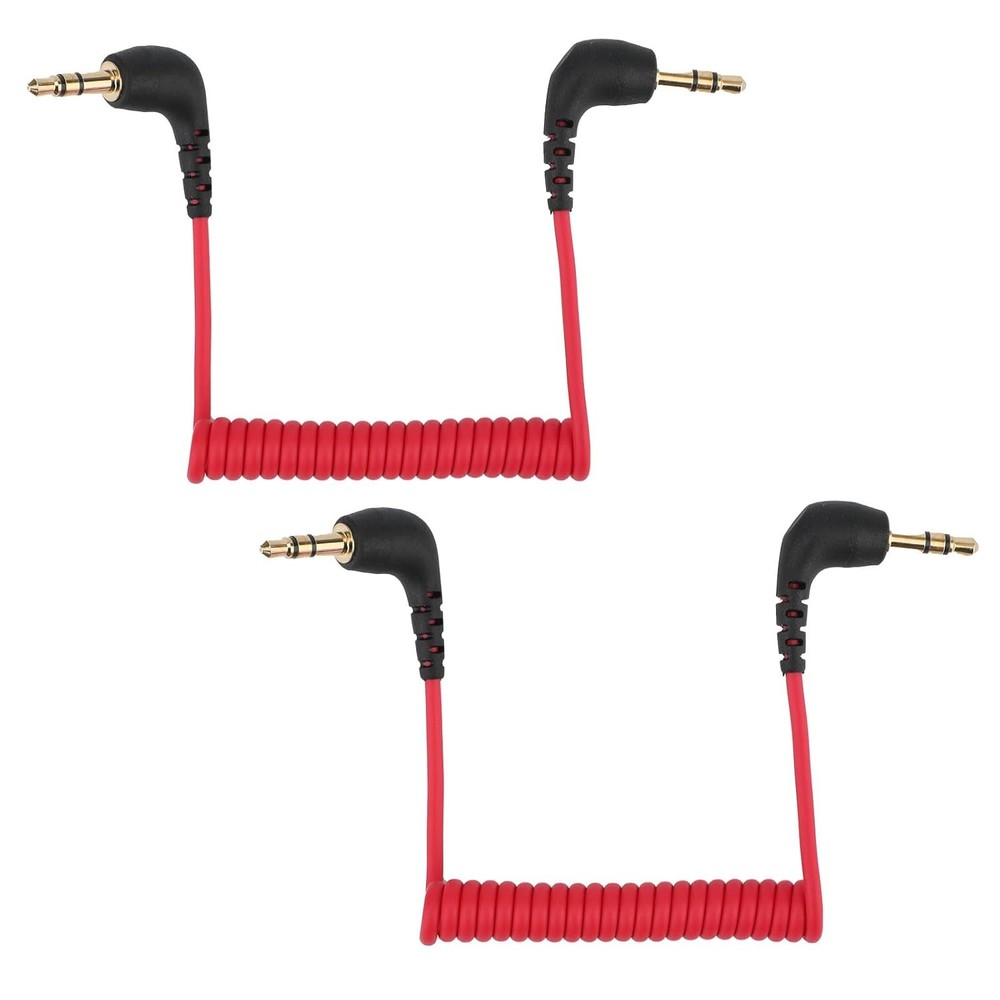 2pcs 3.5mm Microphone Cable, Camera Audio Cable TRS Coiled Dual Patch...