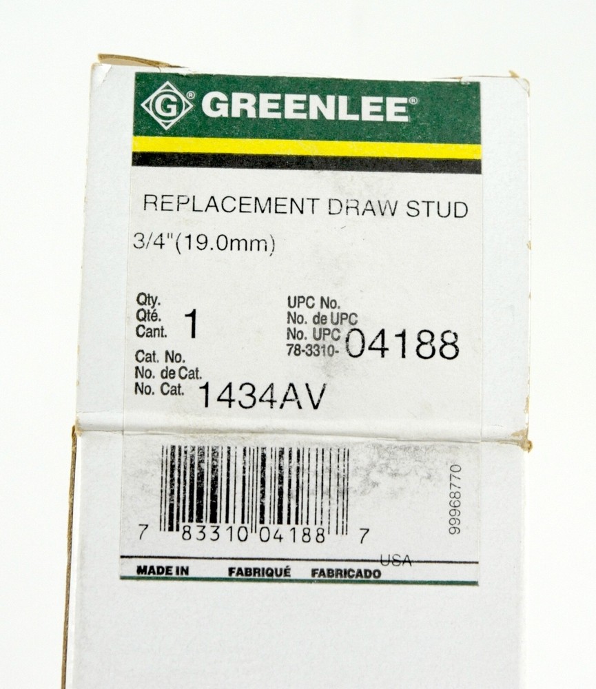 Greenlee 1434AV 04188 Replacement Draw Stud 3/4" (19.0 mm)