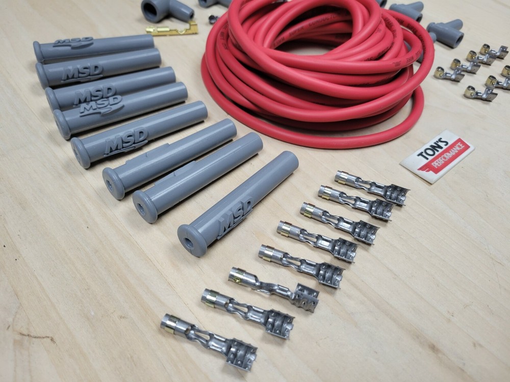 Universal MSD Super Conductor 8.5mm Red Spark Plug Wire HEI kit v8 Multi angle
