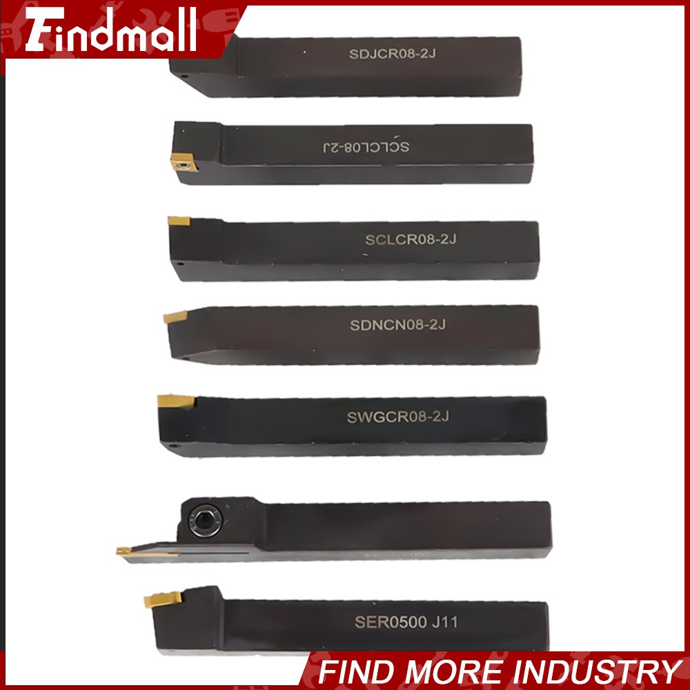 7Pcs 1/2" Lathe Tool Bit Thread Insert+Holder Set Carbide Indexable Turning Tool