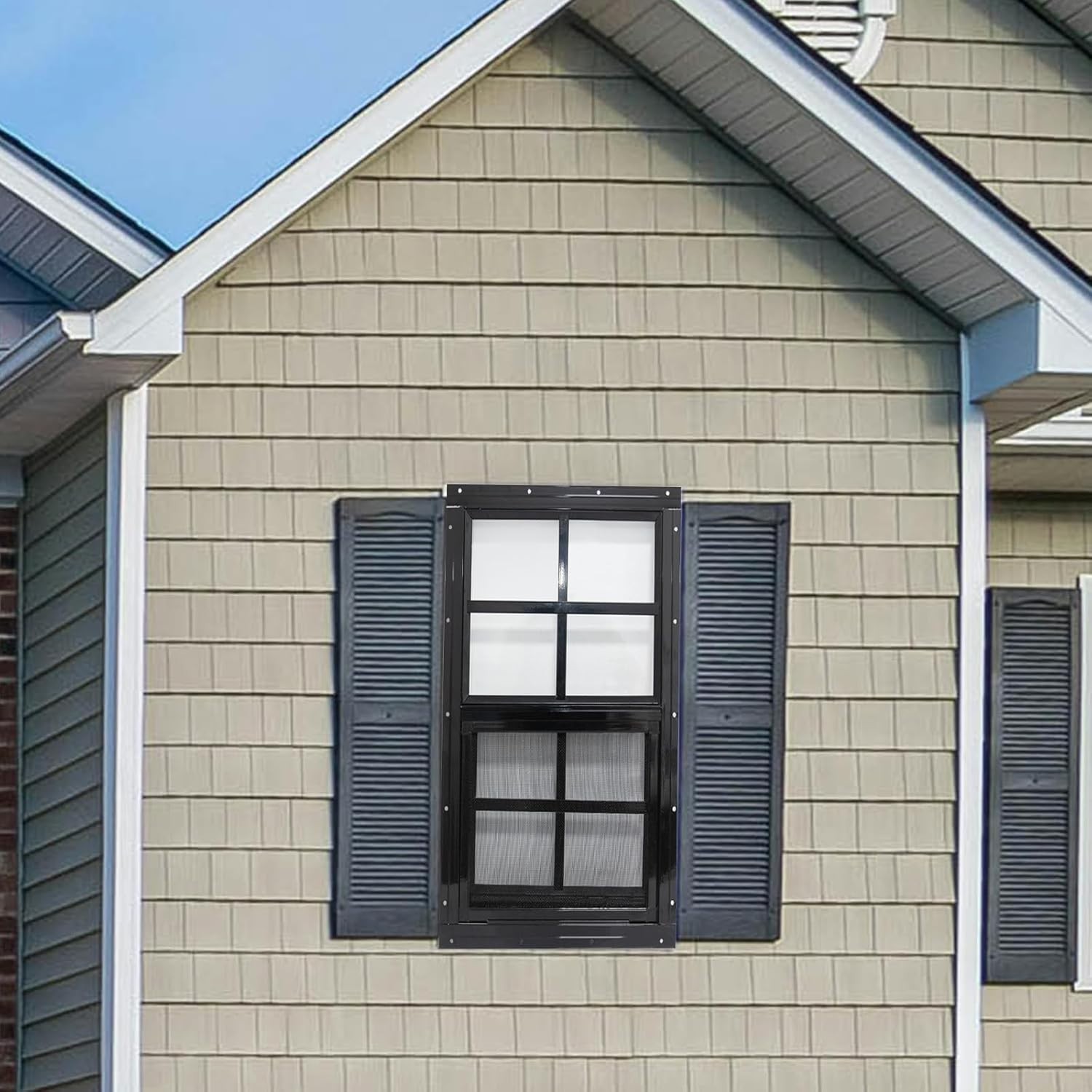 2 Pack Shed Windows with Black Frame, 24 x 36 Flush Mount Small Window with T...