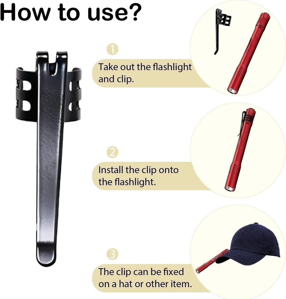 Flashlight Clips Replacement for Streamlight Stylus Pro and Microstream Penlight