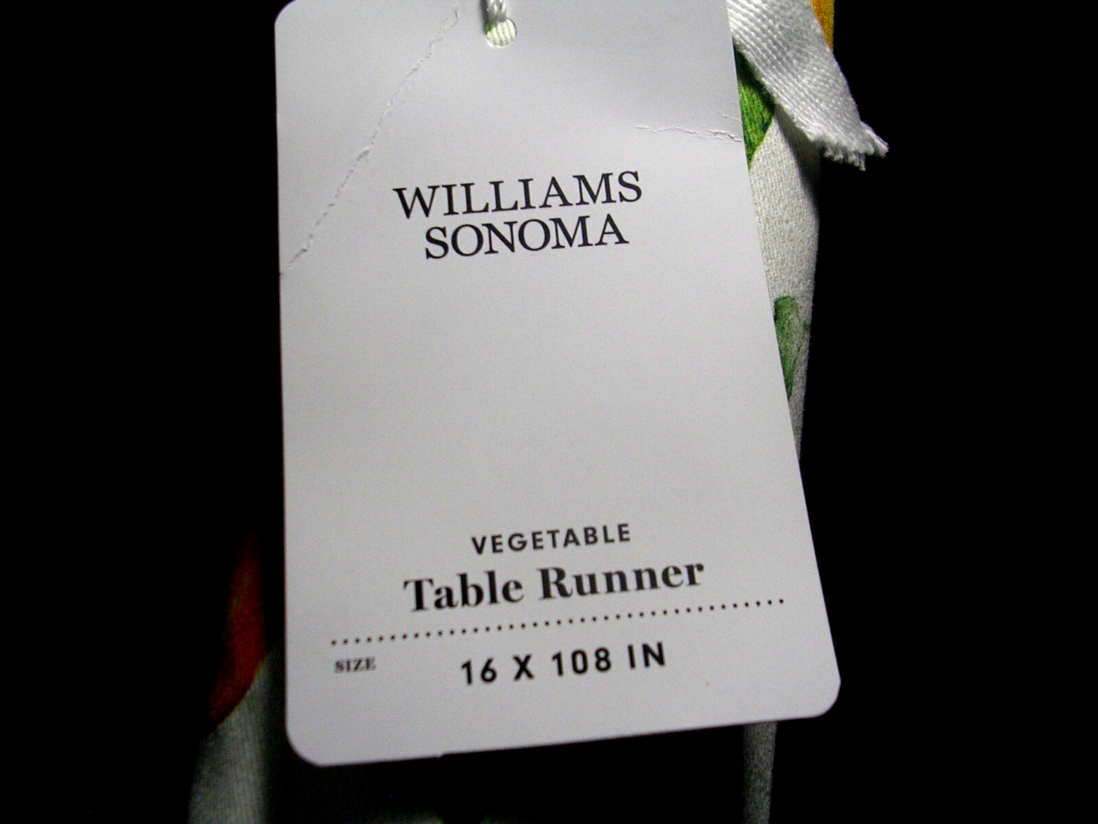 WILLIAMS SONOMA VEGETABLE TABLE RUNNER TWILL WEAVE COTTON 16X108 REVERSIBLE NWTG