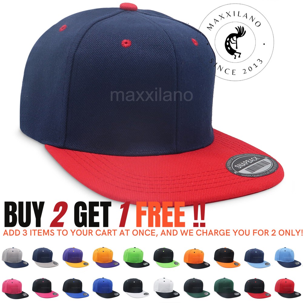 Snapback Hat Flat Visor Baseball Cap Trucker Solid Plain Blank Men Hip Hop Army