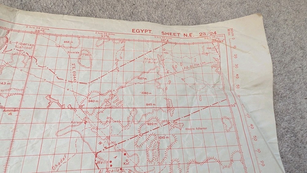 Original WW2 War Office Aeronautical Plotting map - Egypt 1945