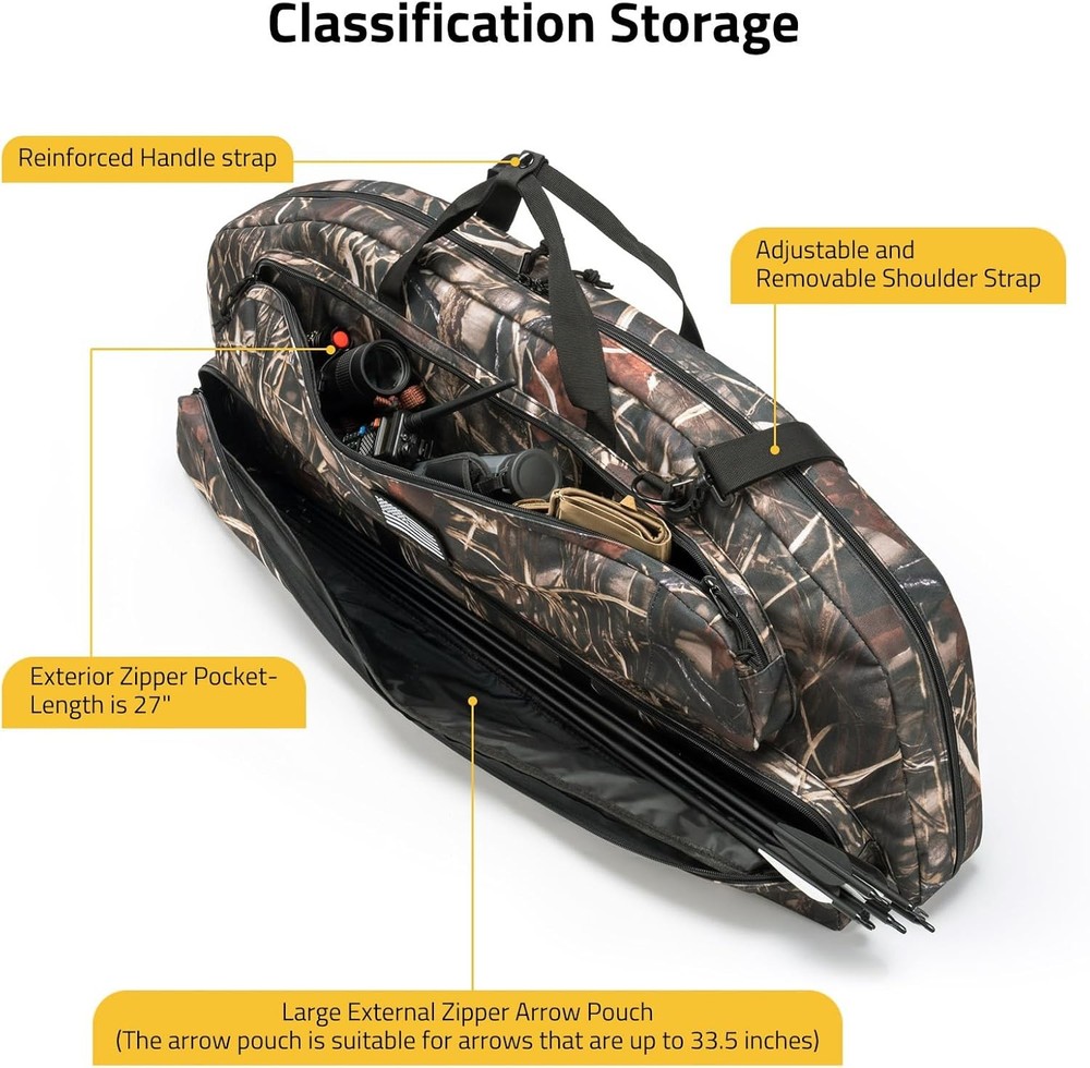 37" Soft Compound Bow Case with Backpack Strap and Arrow Pocket Padding