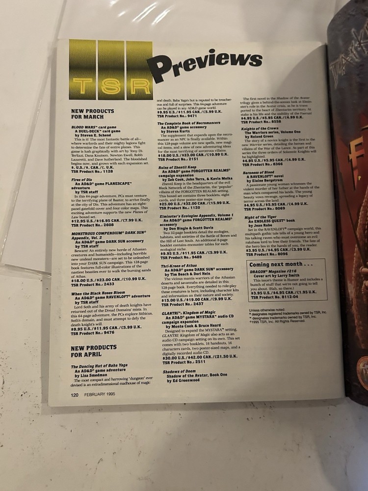 TSR: Dragon Magazine: Issue #215