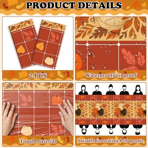 Fall Decorations for Home - Plastic Disposable Fall Tablecloth | Autumn Orange