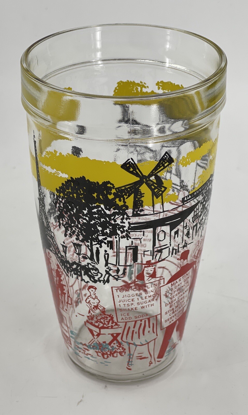 Vintage MCM Bloomfield Industries US Paris Cocktail Shaker w/Recipes Thick Glass