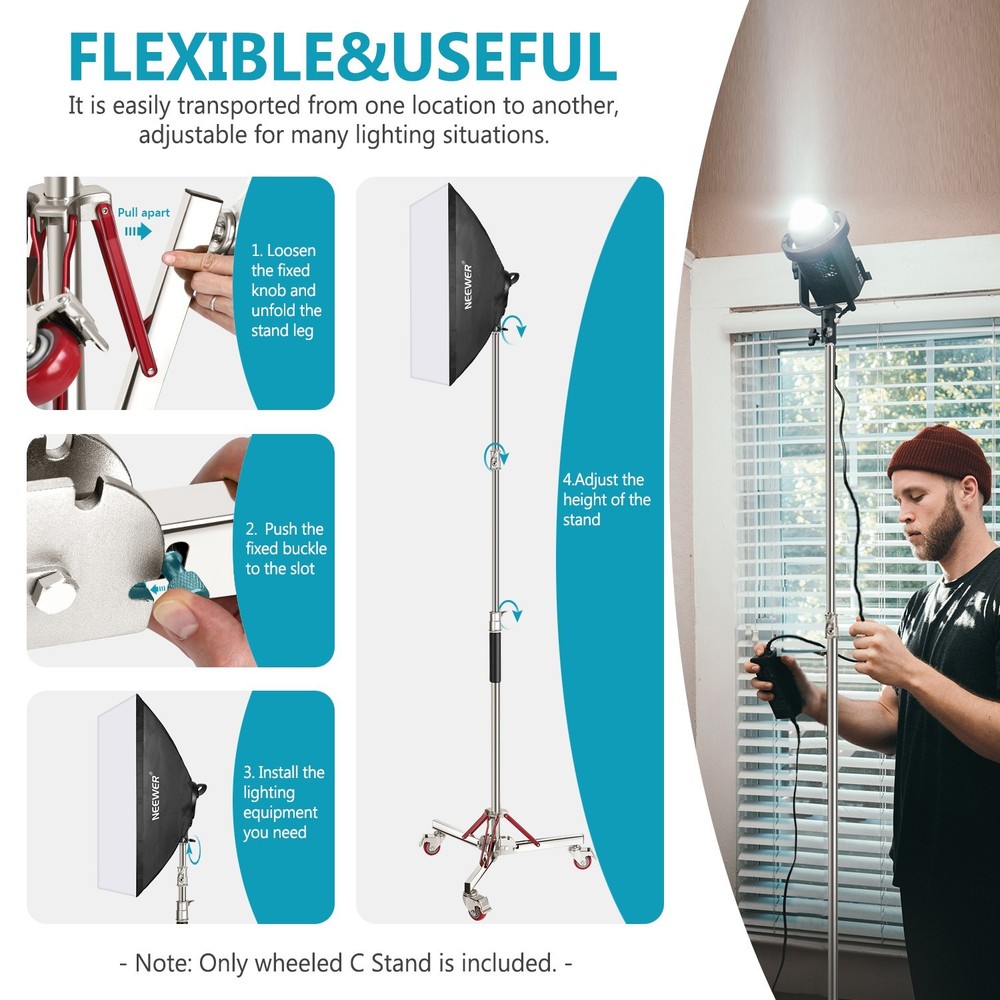 Neewer Heavy Duty Light Stand with Casters 10ft Height for Studio Softbox