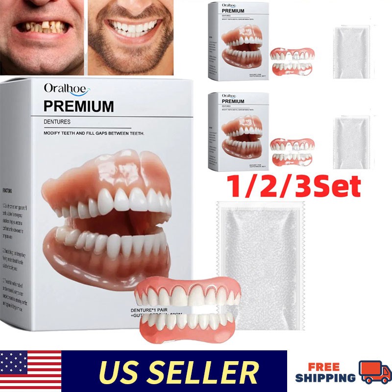 1-3PCS Advanced Customized Full Denture Set, Silicone Reline Denture Set