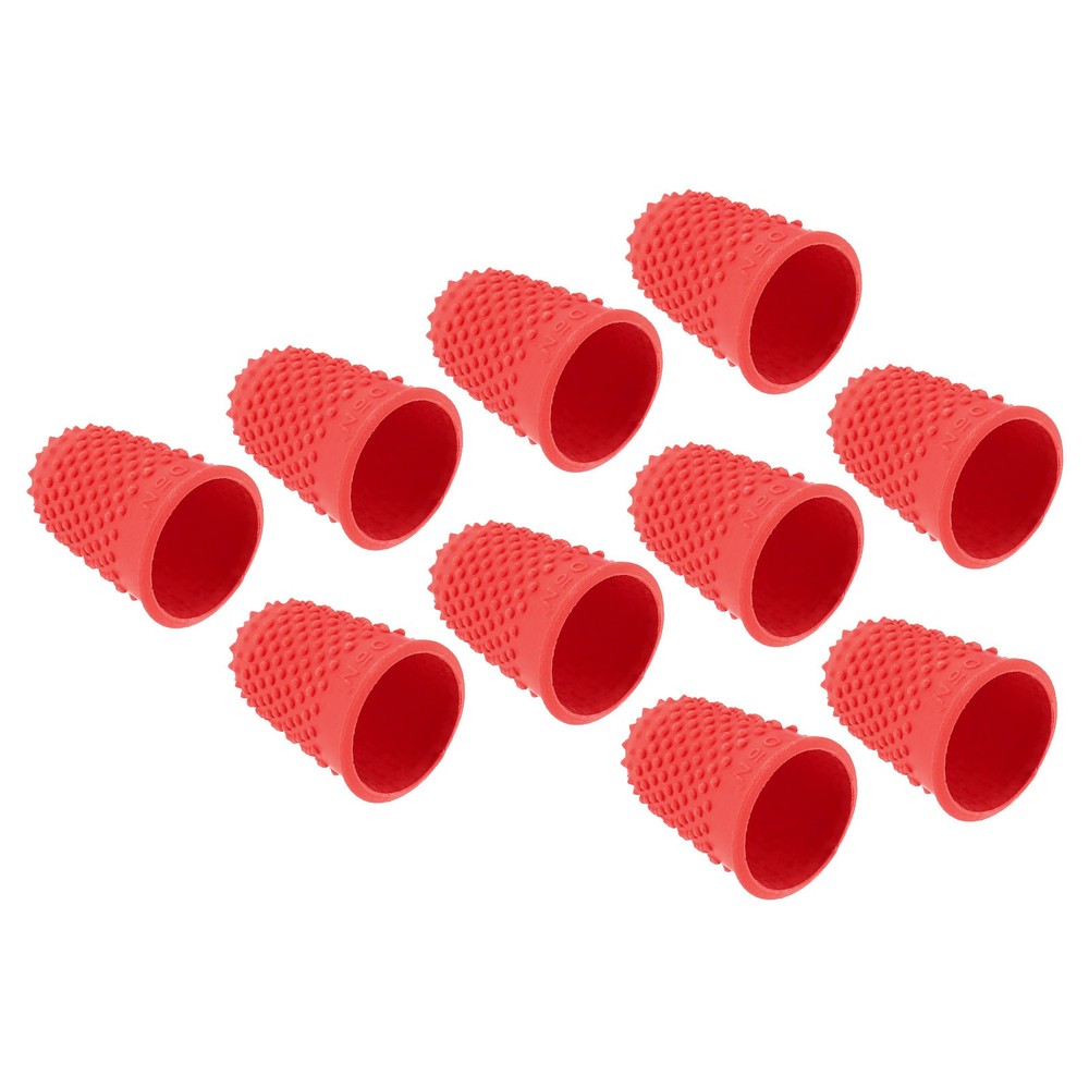 20pc Rubber Finger Tips Thumb Fingertip Protector Thimble Grips Red Small Size
