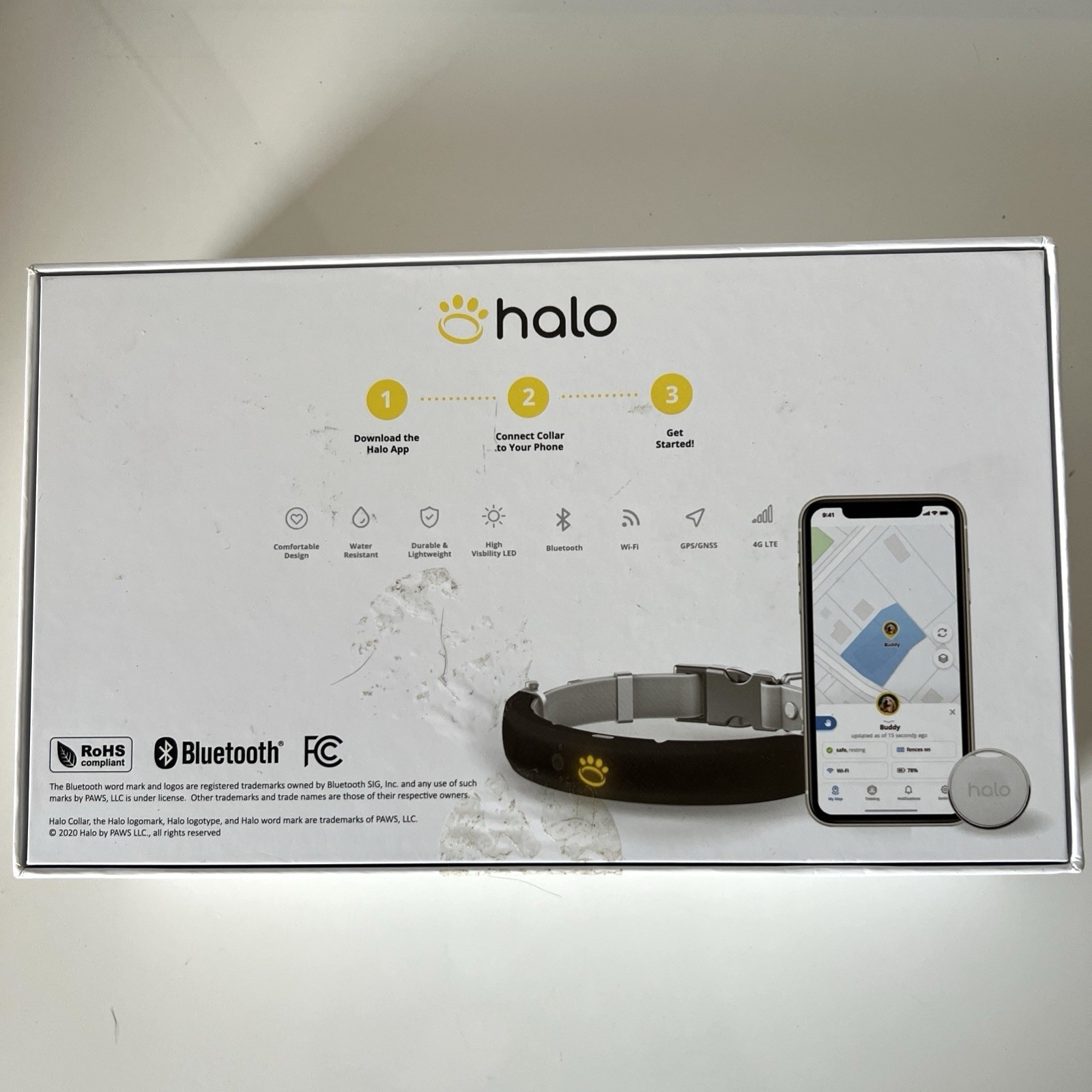 Halo Two+ Cesar Millan GPS Dog Collar Wireless Fence Graphite With White Collar