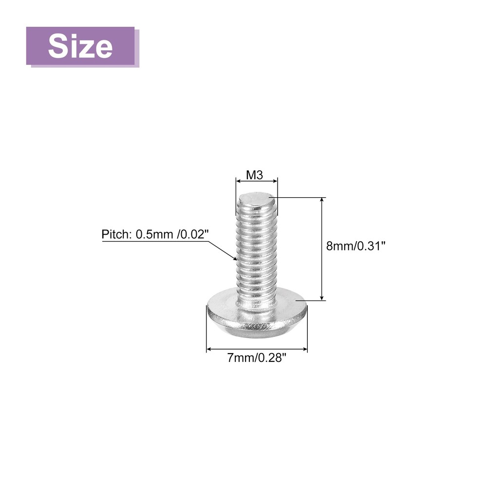 M3x8mm Flat Round Head Phillips Head Screw, 10Pcs Phillips Drive Machine Screw