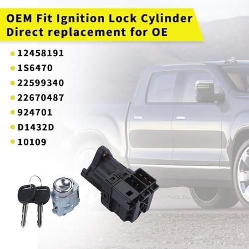 Ignition Switch Lock Cylinder with 2 Keys Compatible with 2000-2005 Chevy