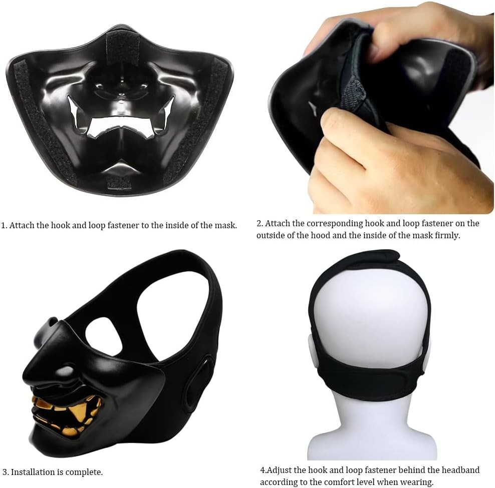 Evil Demon Kabuki Samurai Half Face Mask - Ultimate Airsoft Protection