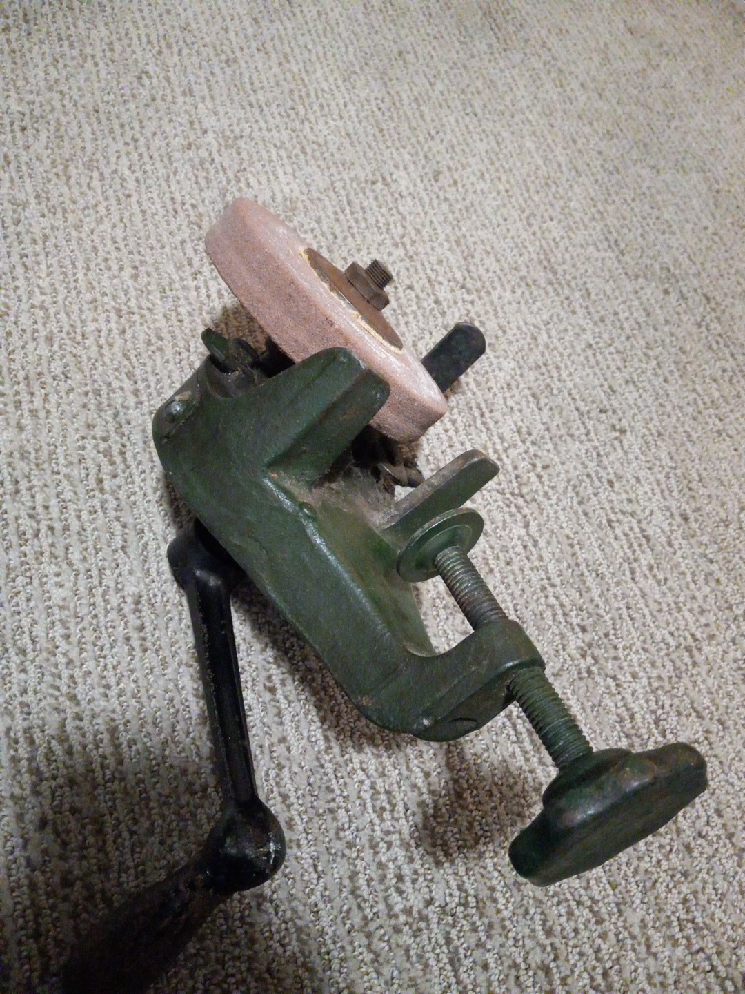 Vintage Keystone Hand Crank Bench Grinder 1920s