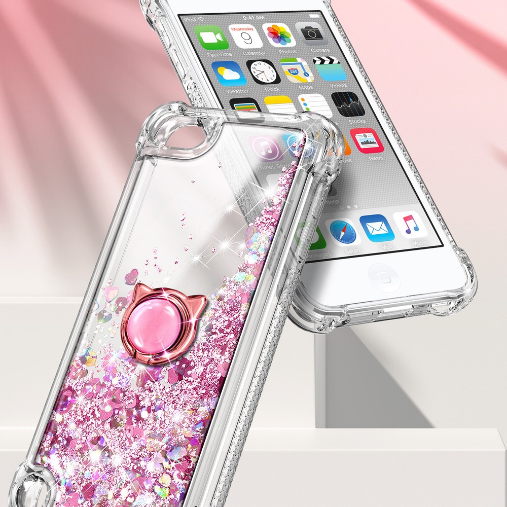 For iPod Touch 5th 6th 7th Case Glitter Ring Holder + Lanyard & Screen Protector