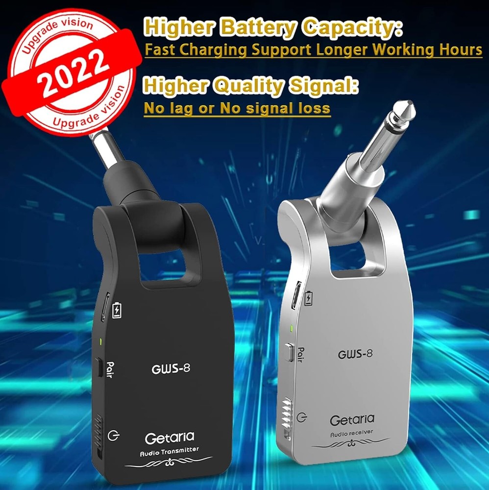 Upgraded Getaria 2.4 GHZ guitar wireless system transmitter receiver