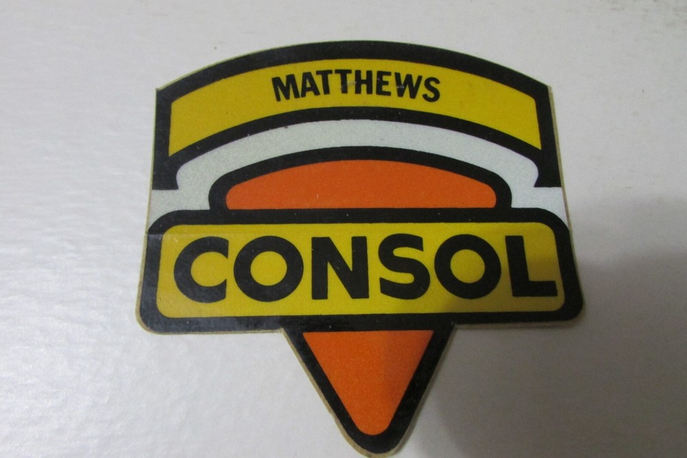 OLD 1ST PRINTING MATTHEWS SHIELD LIGHT BROW BACK CONSOL COAL MINING STICKER