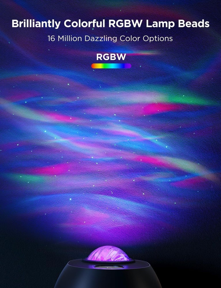 Multicolor Aurora Flow Projector - 3 Wave Effects, Bluetooth & Custom Settings