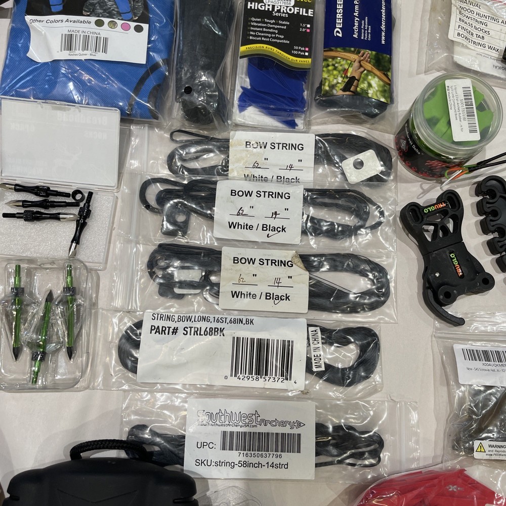 Large New Assorted Archery Quivers/Strings/Broadheads/Vanes/Guards See Pics