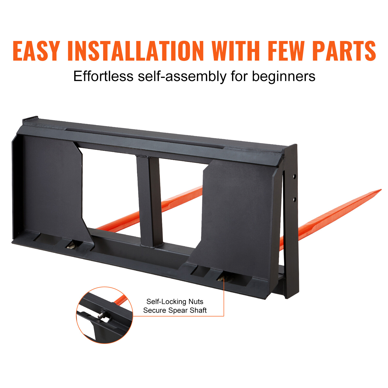 VEVOR 49" Hay Spear Bale Spears Skid Steer Loader Tractor Attachment 3000lbs