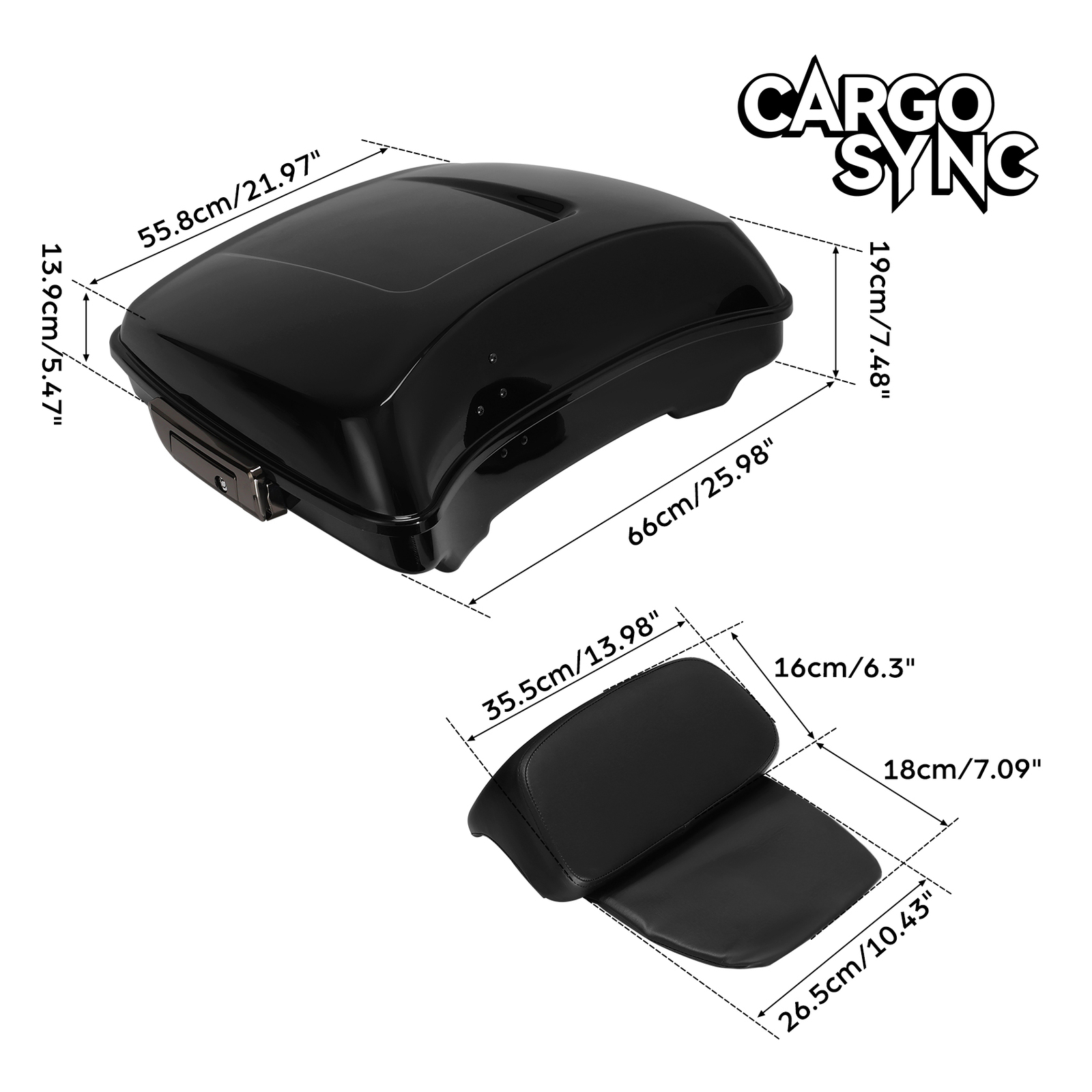 Razor Trunk with Slim Backrest Mount Rack Fit For Harley Touring Glide 14-25