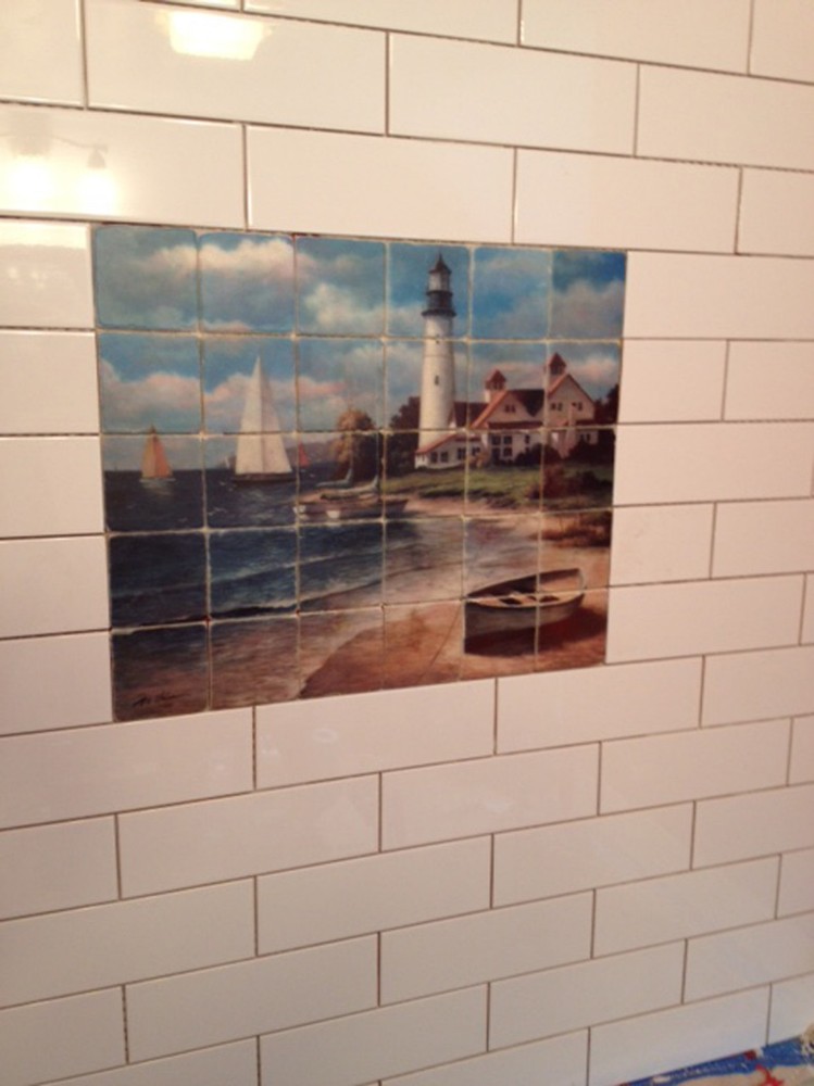 Accent Mural Tumbled Marble Sea Backsplash Tile #643